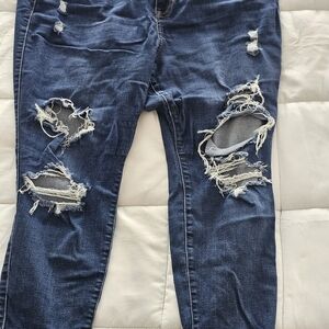 Maurices Dark Blue Distressed Skinny Jeans